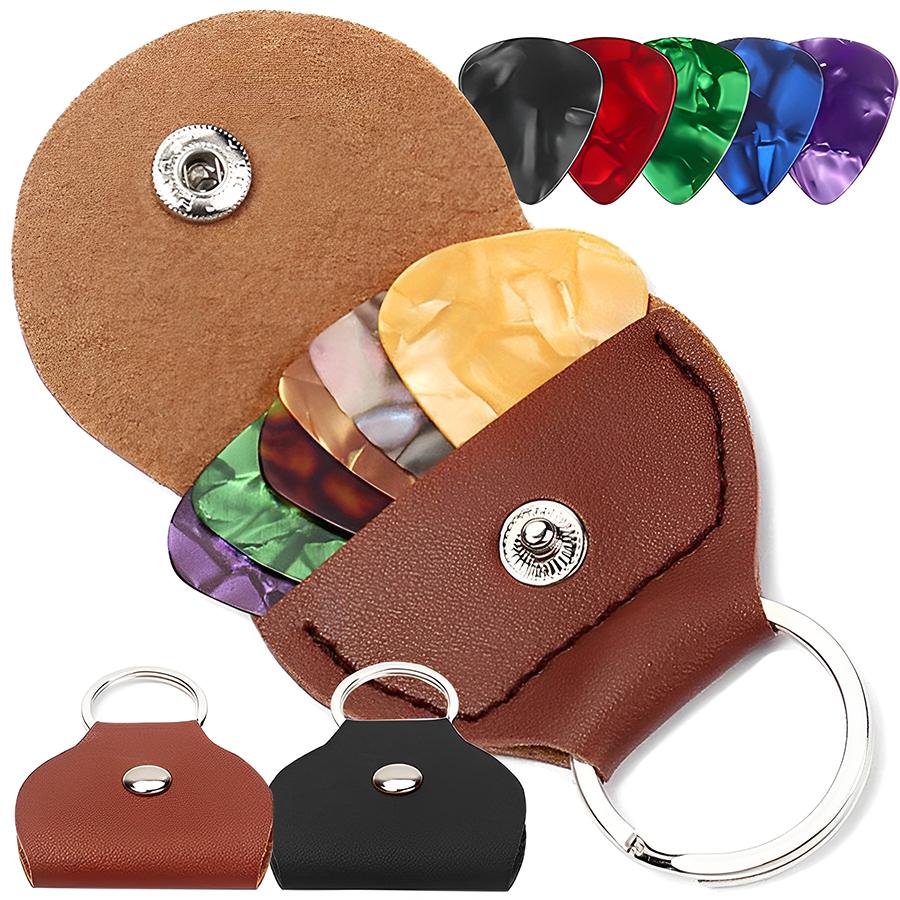 2 Colors Available Foldable Guitar Pick Storage Bag with 3pcs SLL Picks Portable Pick Storage Bag String Instrument Accessories