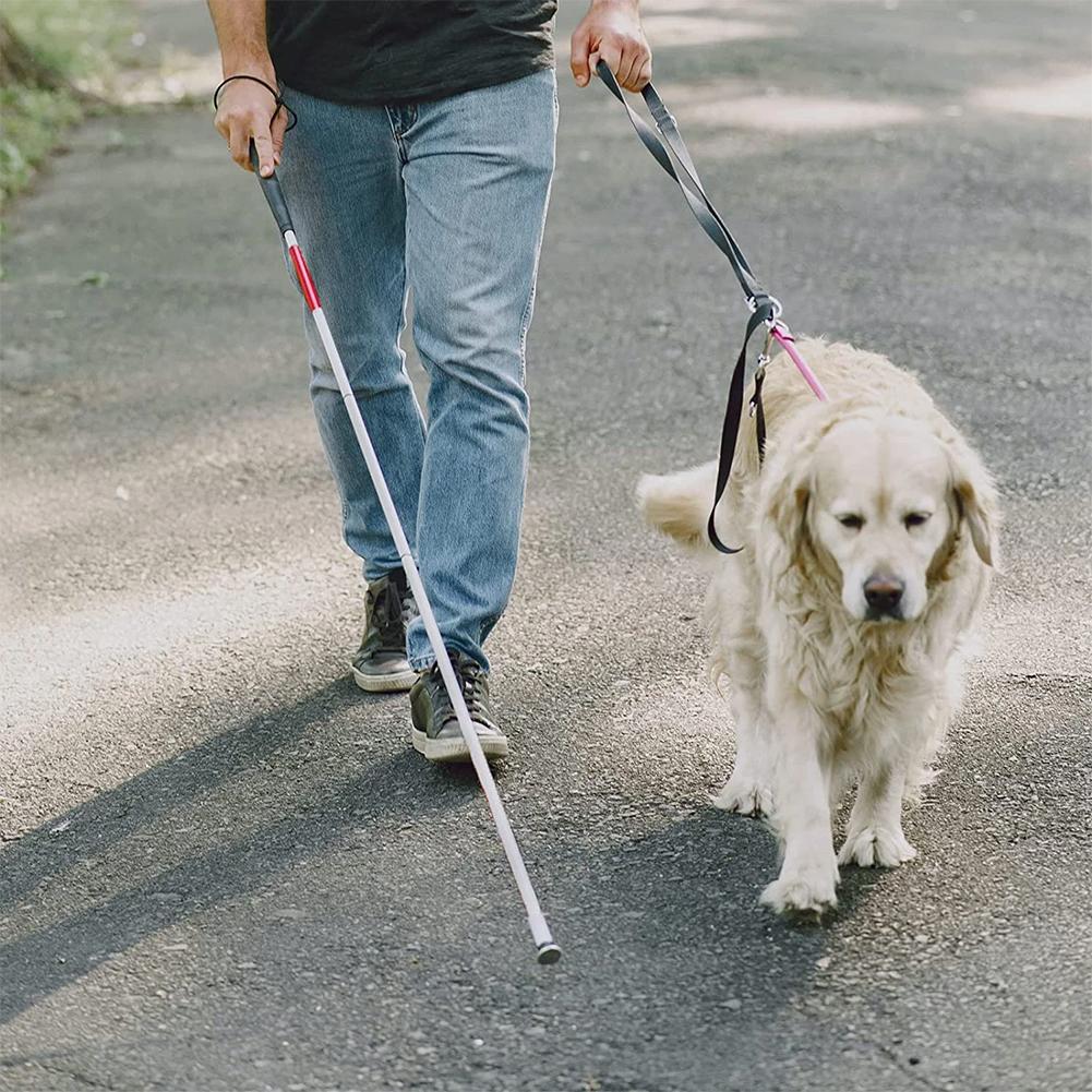 Aluminum Folding Cane with 4 Height Adjustments Reflective Strips Storage Bag for Elderly Visually Impaired Travel Safety
