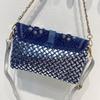 Bags Women'S Bags Woven Bags Diamond-Encrusted Denim Bags Shoulder Messenger Bags Chain Bags Hand Carry Small Square Bags