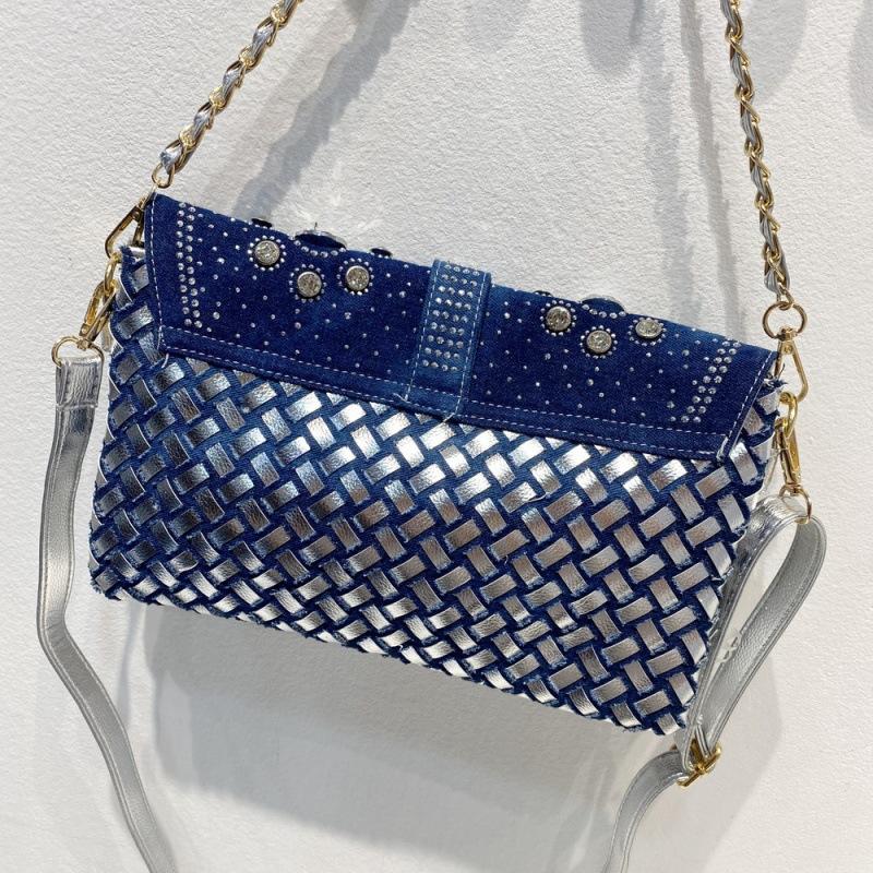 Bags Women'S Bags Woven Bags Diamond-Encrusted Denim Bags Shoulder Messenger Bags Chain Bags Hand Carry Small Square Bags