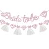 European & American Wedding Party Decor: 'Bride to Be' Tulle Skirt Glitter Banner with Diamond Ring Design