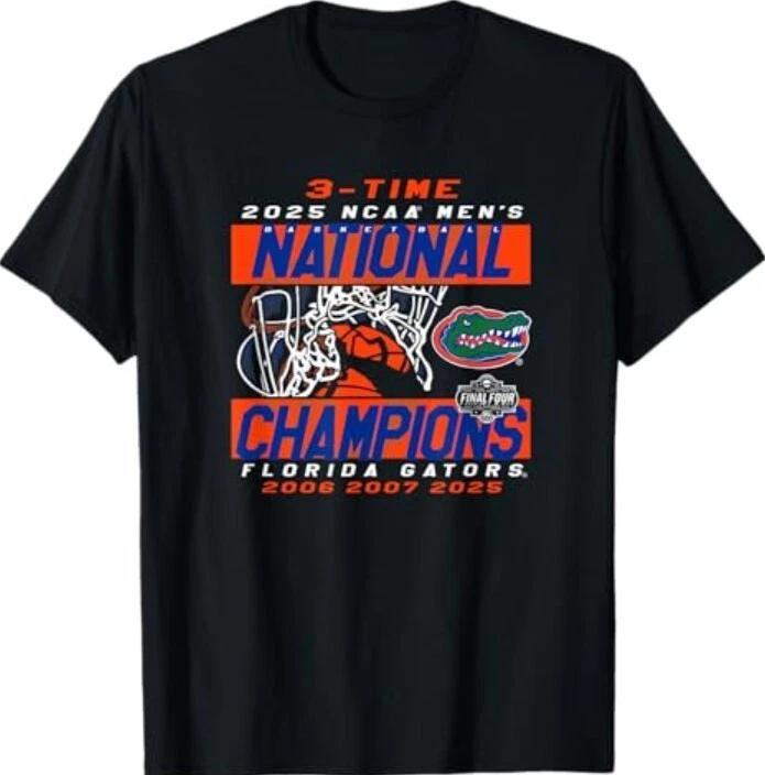 Florida Gators National Champs 2025 Men s Basketball Black T-Shirt XL