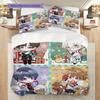 1 Stück Weihnachtsmuster Bettwäsche Steppdecke Set Bettbezug Kissenbezug Heimdekoration Geburtstagsgeschenk (1 Bettbezug + 2 Kissenbezüge, ohne Füllung)