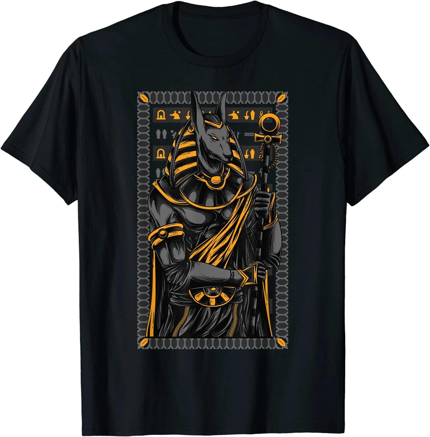 Ancient Egypt Hieroglyph Egyptian God Anubis T-Shirt XL