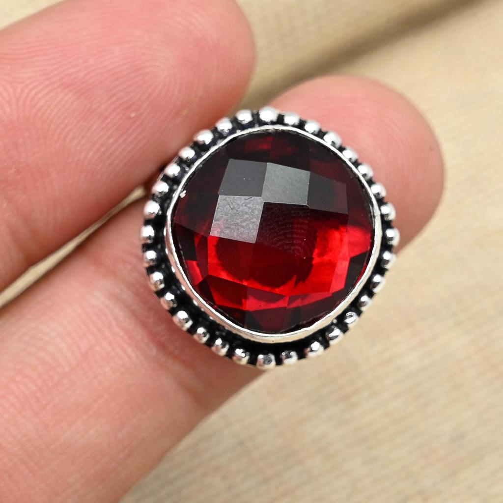 Red Garnet Gemstone Handmade 925 Sterling Silver Ring Beautiful Designer Ring Anniversary Gift