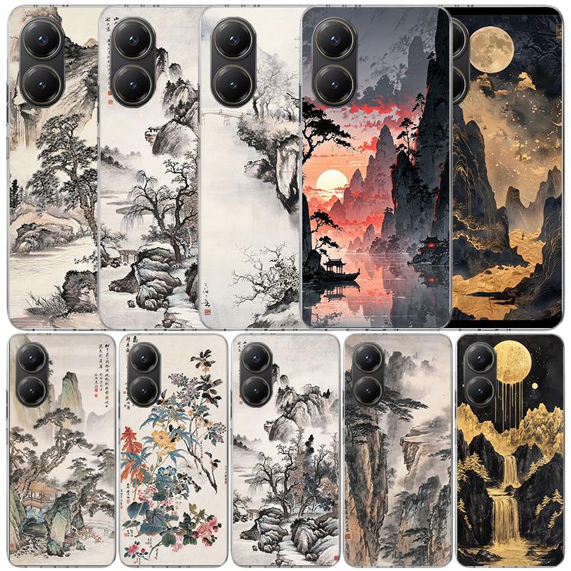 Chinese Style ink Painting Art Soft Cover for Xiaomi Poco F7 Ultra X7 X6 X5 Pro M7 Phone Case Redmi 15 15C 13 13C 12 12C 10 10C