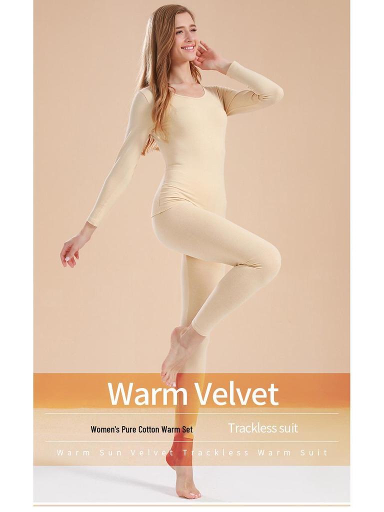 Dames Set van Pure Katoen Lange Onderbroek & Trui - Effen Kleur, Lichtgewicht, Warme Basislaag voor Herfst/Winter