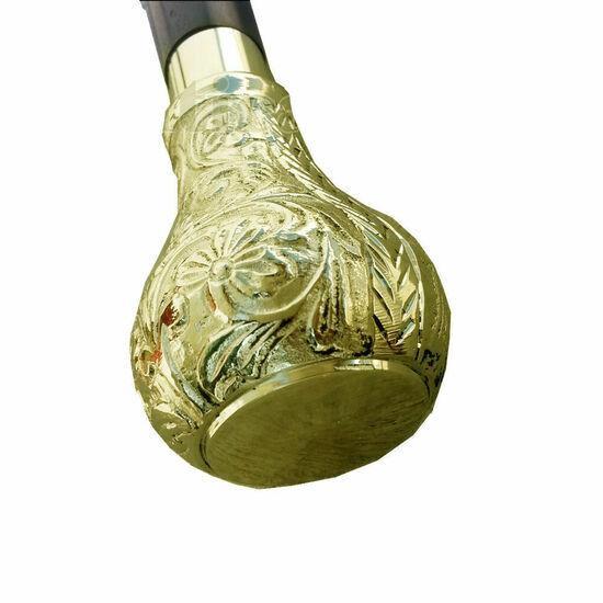 Antique Style Victorian Vintage Designer Brass Handle Cane Wooden Walking Stick