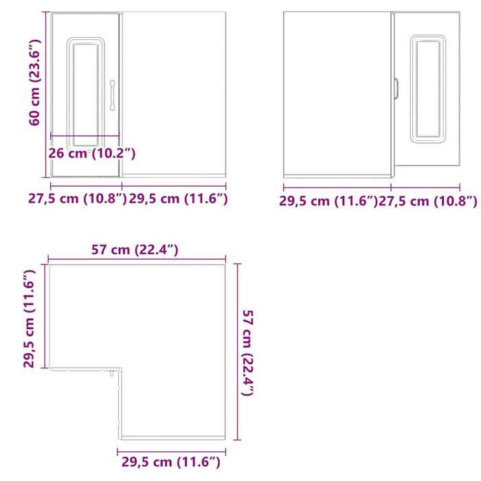 VidaXL Armoire murale d'angle de cuisine Kalmar blanc brillant 853619