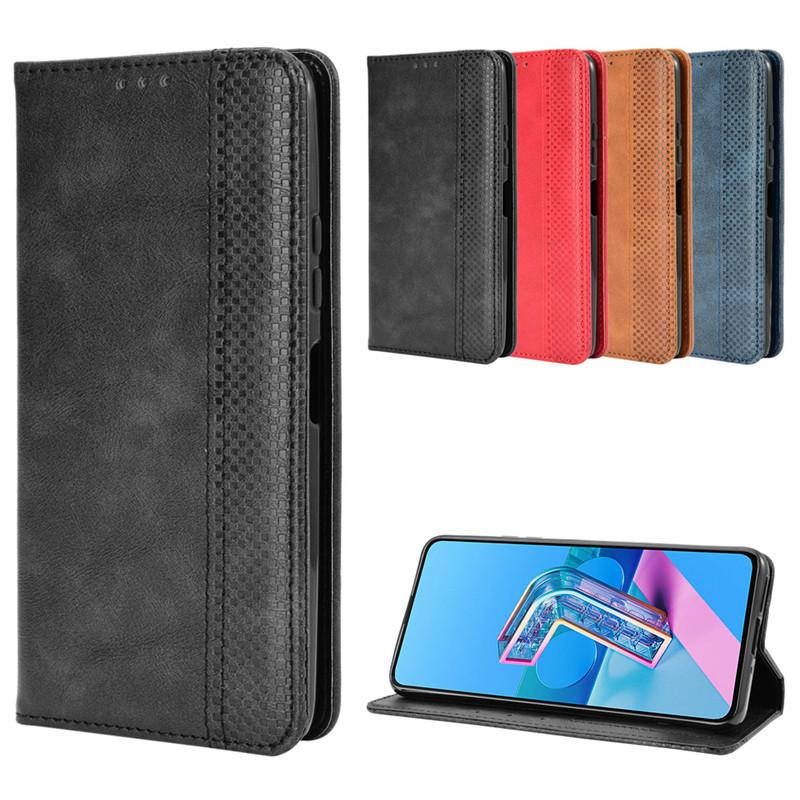 Custodia a libro per Zenfone 7 Pro/Zenfone 7, Custodia in pelle per Zenfone 8 Flip [Pelle vintage a libro] Antiurto Durevole Custodia per telefono retrò