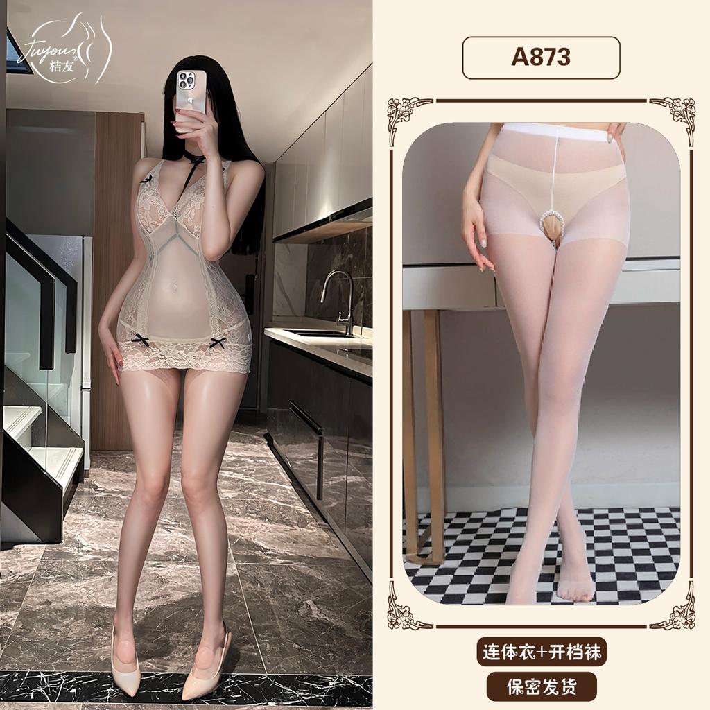 Sex underwear large size high-end stunner lace perspective temptation hip-wrapped nightdress pure desire mesh suspender nightdress