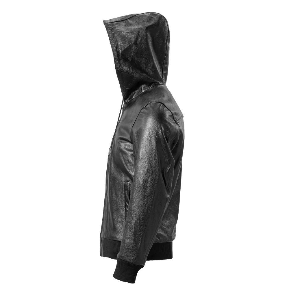 Chinese Size Men Leather Jacket Hooded Soft Natural Cowhide Genuine Leather Coat Hood Man Clothes Spring Autumn Clothing