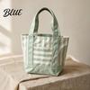 Sac fourre-tout élégant en toile rayée Réutilisable pour les courses Grande capacité Poche avant Sac à bandoulière pour le shopping Pique-nique Trajets Quotidien