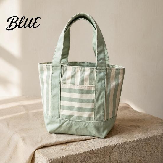 Sac fourre-tout élégant en toile rayée Réutilisable pour les courses Grande capacité Poche avant Sac à bandoulière pour le shopping Pique-nique Trajets Quotidien
