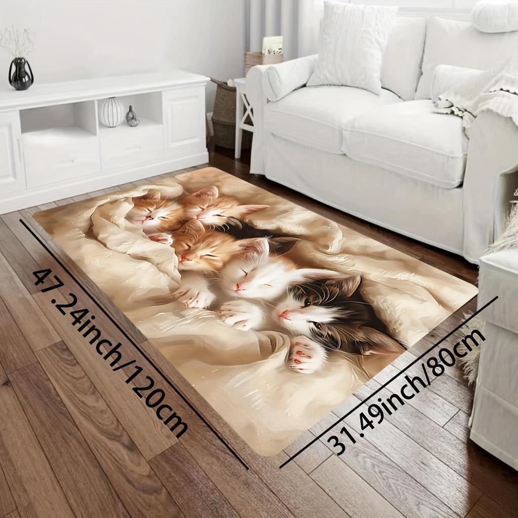 1Pcs Anti Fatigue Kitchen Rug Cute Cat Waterproof Non-Slip Thick Cushioned Kitchen Mat Heavy Duty Comfort Standing Mat for Kitchen