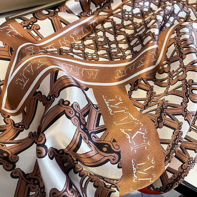 French Retro Letters  Mulberry Silk Silk Scarf Decorative Scarf  Hangzhou Silk  Square Scarf  Small Neck Scarf