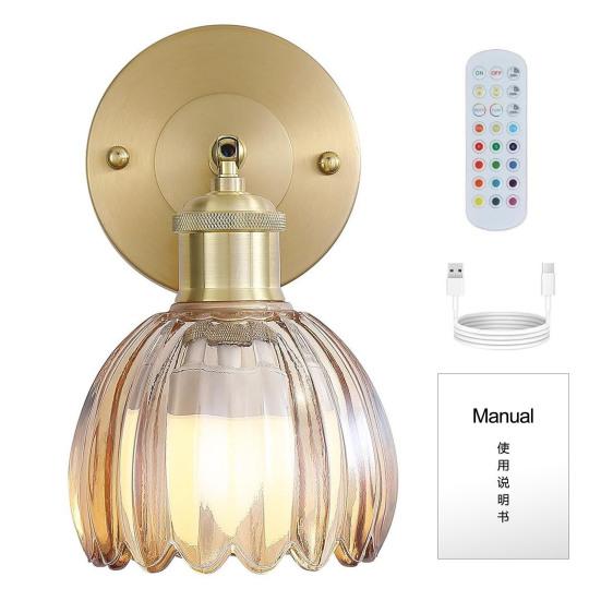 

Беспроводной настенный светильник с пультом дистанционного управления, 3 цветовых температуры, 12 RGB-ламп, аккумуляторная батарея, светодиодная лампа в стиле ретро