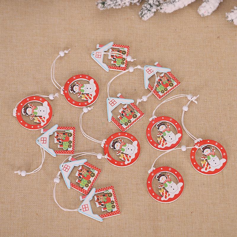 12Pcs Christmas Snowflakes Wooden Pendants Xmas Tree Ornaments Home Hanging Decor Christmas Decorations for Home New Year