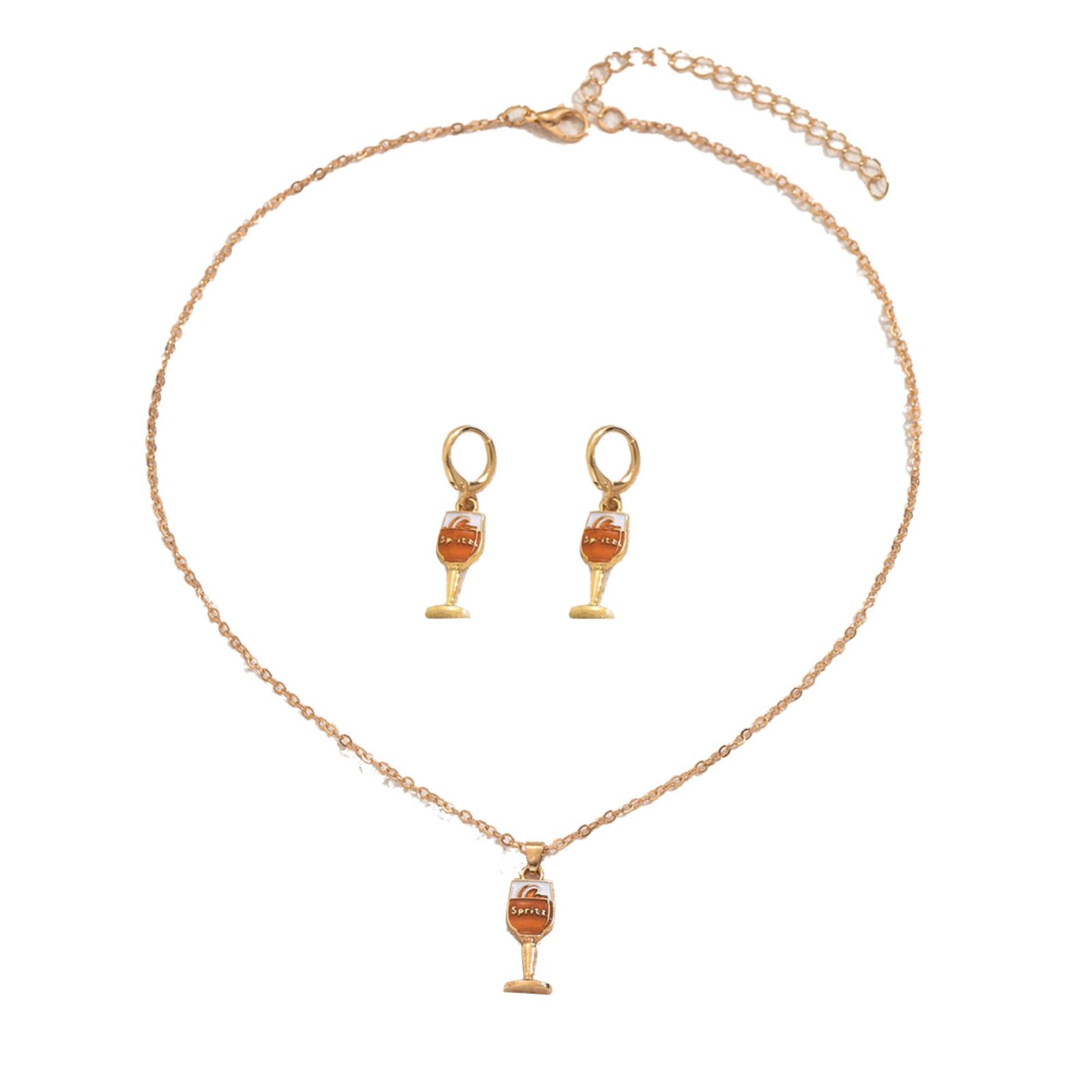 

Minimalist And Fresh Jewelry Set: Diamond-Inlaid, -Designed Collarbone Chain, Versatile Earrings One Size