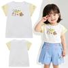 In-Stock Baby Summer Cartoon Rabbit & Deer Embroidered Color Block T-shirt, Japanese Style Round Neck Short Sleeve for Girls