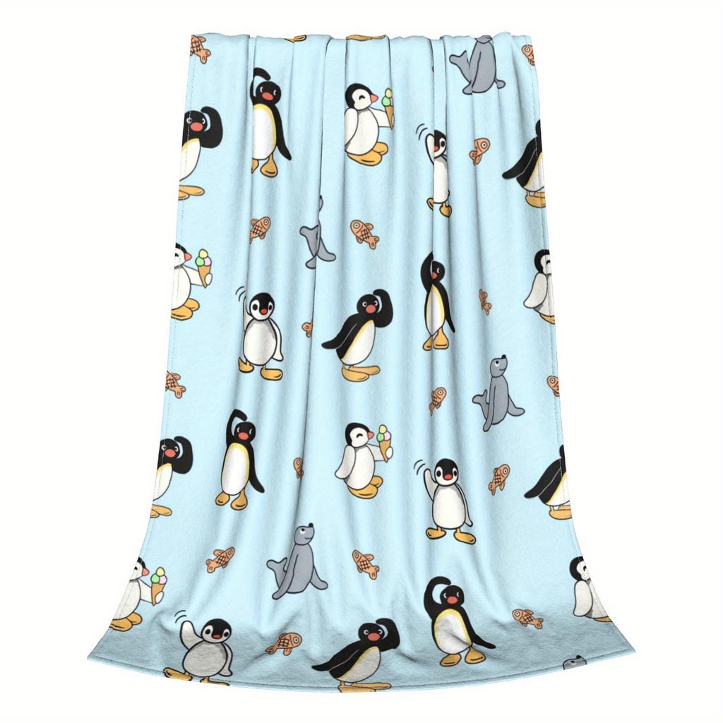Noot pingu and friends flannel multi-functional warm blanket comfortable home sofa decoration