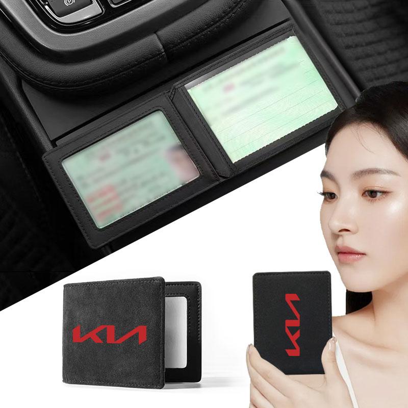 Car Emblem Driver License Cover ID Credit Card Holder Accessories For KIA Rio Ceed Sportage Cerato Soul Sorento K2 K5 Flip