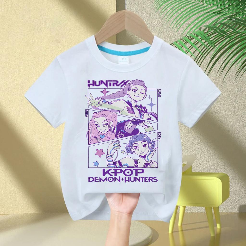 Hot Movie Cotton Baby Girls T Shirt Children's Clothing KPop Demon Hunters Fans Gifts Kids Clothes Fashion Casual Tops