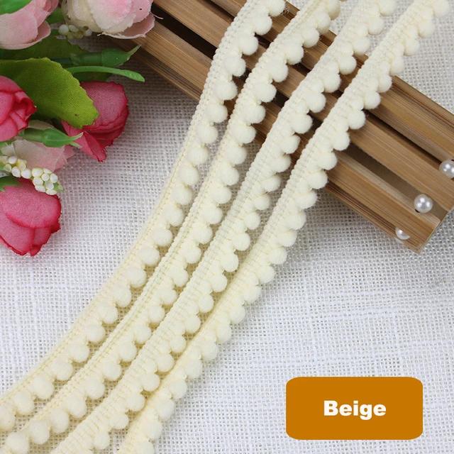 1-10Yards Mini Colorful Pearl Pompom Decoration Ball Tassel Ribbon Sewing Lace Knitted Fabric Handmade DIY Craft Accessories