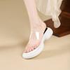 Krazing Pot Mules Natural Leather PVC Peep Toe Thick Heels Summer Shoes Size 42 Platform Women Sandals