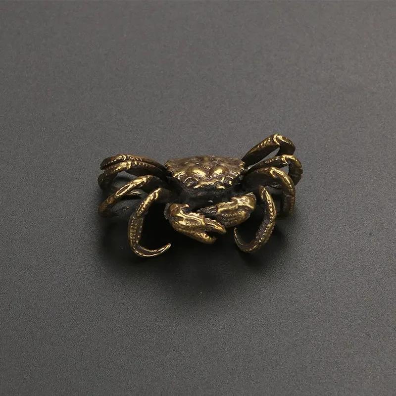 Retro Bronze Crab Statue Tea Pet Ornaments Pure Copper Solid Animal Miniature Retro Fish Tank Decoration Accessories Figurines