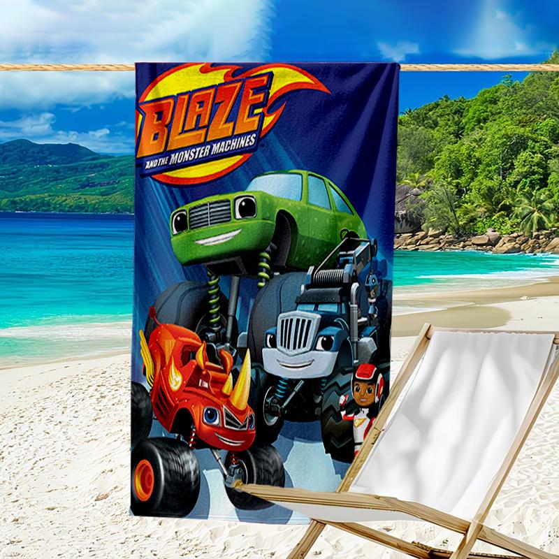 1 Stück Blaze und die Monster-Maschinen (4) Strandtuch, Strand- und Meeresufer-Schwimmbadausstattung, Modisches Muster, Rechteckig, Reiseutensilien