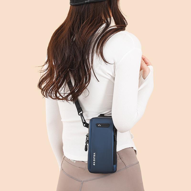 Men's Multi-Layer Nylon Sport Bag – Convertible Crossbody with Phone Pocket for Outdoor Travel & Daily Use