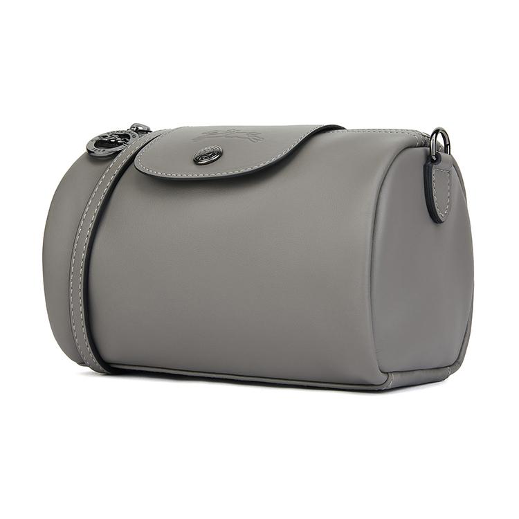 Longchamp Le Pliage Xtra Verstellbarer Abnehmbarer Schultergurt Reißverschluss Lederzylinder Kosmetiktasche Mini Damen Taschen Grau 10255987P55