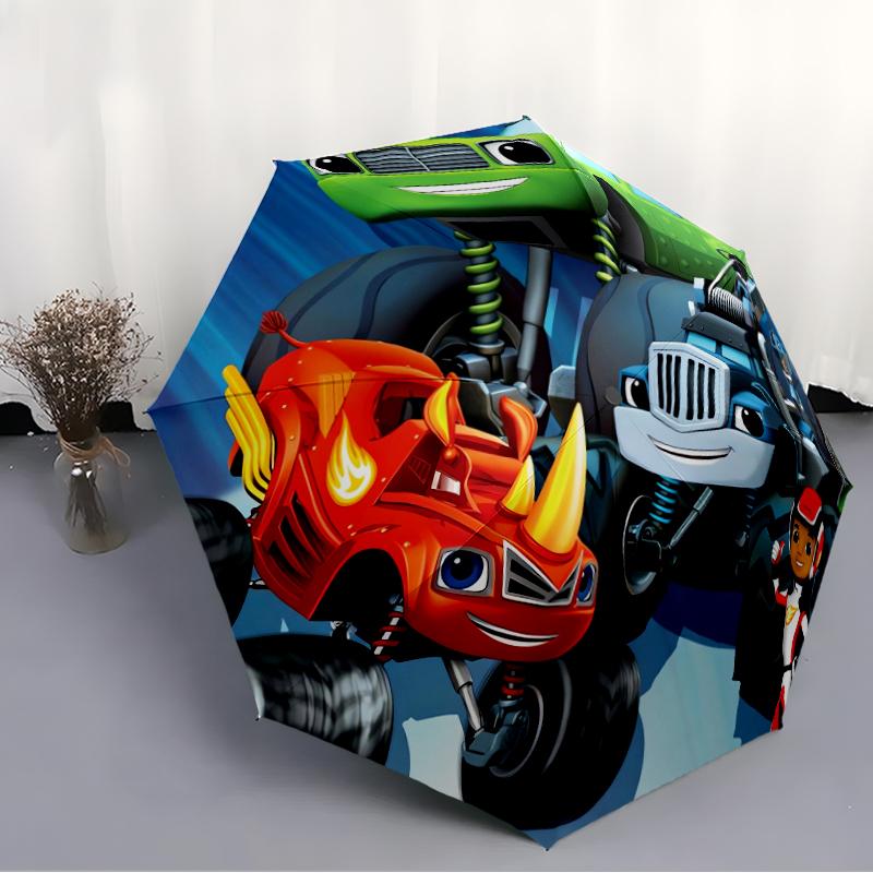 Monster Machines Fashionable Automatic Opening/Closing Folding Umbrella. Portable and Foldable, Ideal for Gift, Travel, and Daily Use.