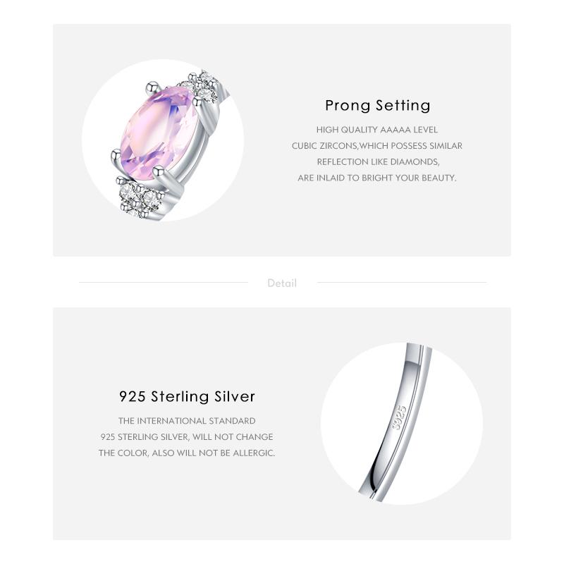 MODIAN 925 Sterling Silber Rosa Mondstein Eleganter stapelbarer Fingerring Ewigkeitsbänder für Frauen Weihnachtsgeschenke Feiner Schmuck