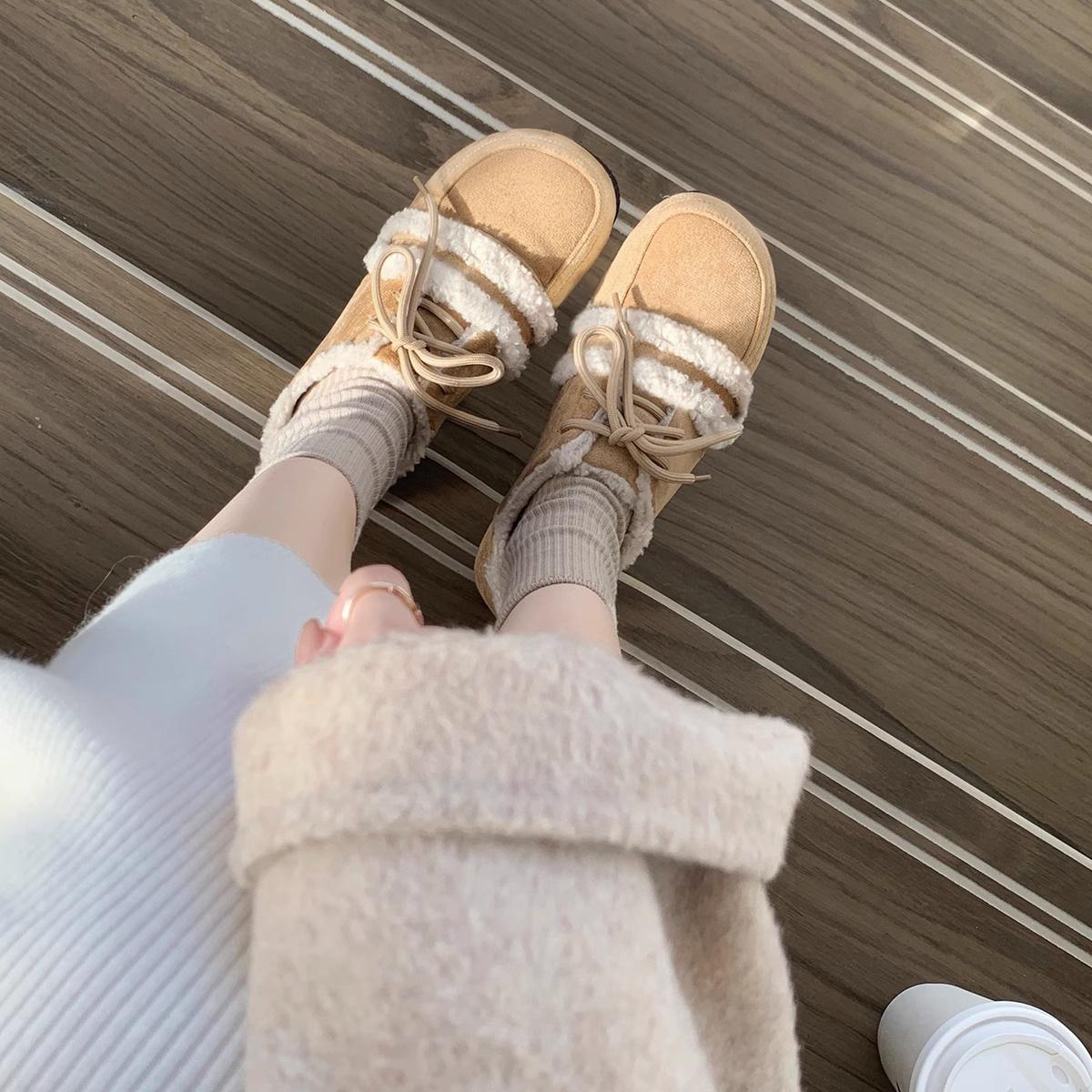 Модные замшевые кожаные мокасины из овечьего меха женские теплые зимние туфли для женщин — фото 5