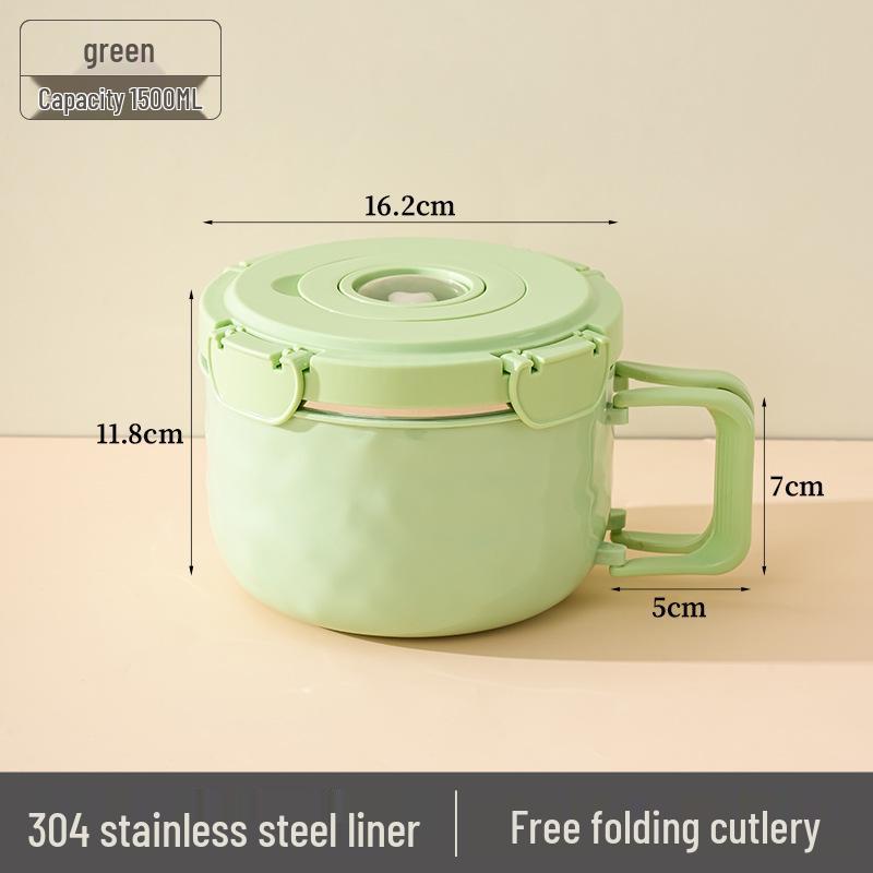 304 Stainless Steel Instant Noodle Bowl Set with Lid - Perfect for Dorms