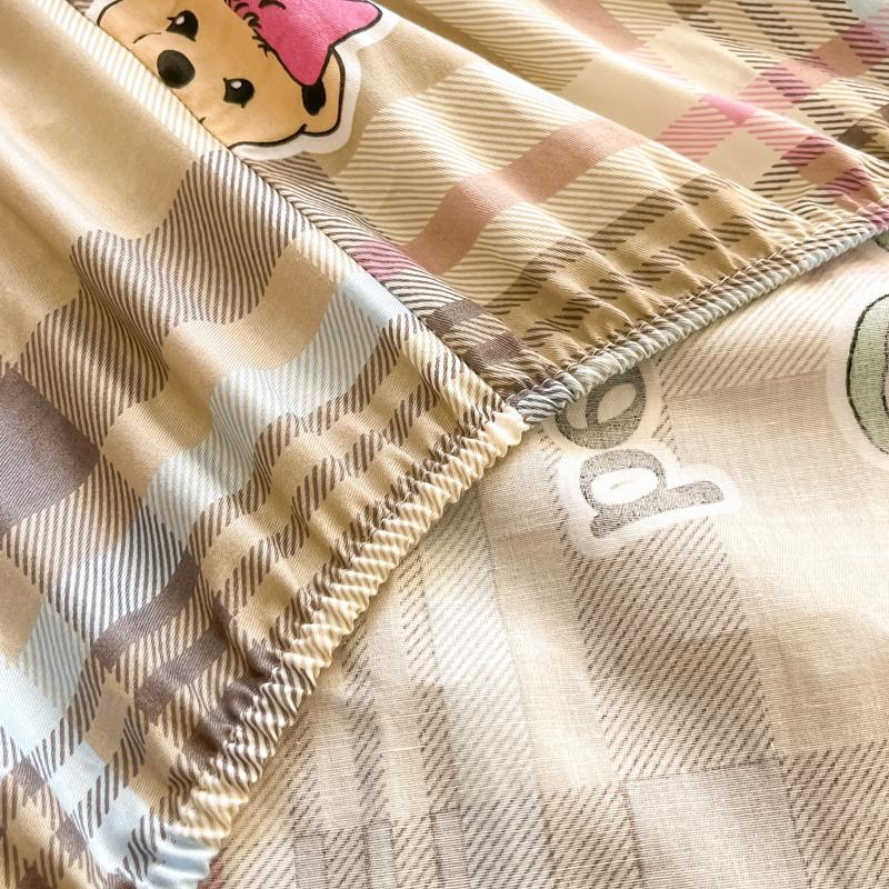 Cotton Grid Printed Fitted Sheet Dust Protector Cover Universal Mattress Cover Bed Sheets Queen With Elastic Bed Linens