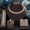 Stylish and Simple Zircon Necklace Earrings Set Copper Plated Party Banquet Popular Accessories Women
