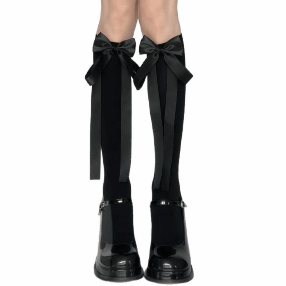 New Sweet Lolita Bowknot Middle Tube Socks Breathable Comfortable Fit Calf Socks Anti Slip Knee High Socks Summer Season