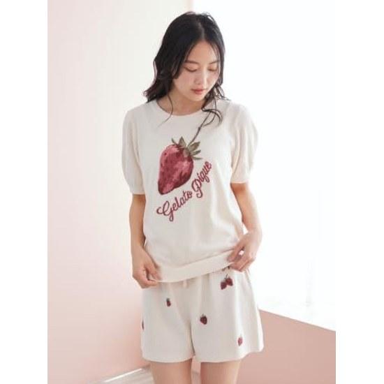 gelato pique Airy Moco Strawberry Jacquard Pullover Shorts Set PWNT264111 Ladies