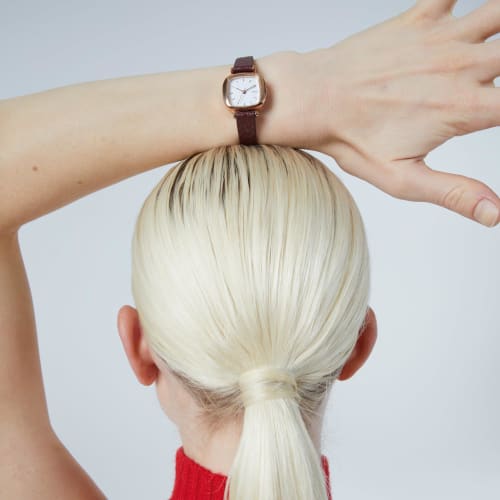 Authorized Dealer: KOMONO Women's Watch KOM-W1324 Moneypenny Monogram Auburn Leather Strap