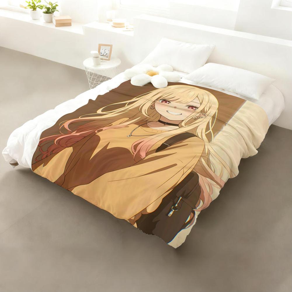 Anime Kitagawa Marin Kuscheldecke Flanell: Weiches, kinderfreundliches, warmes, antistatisches, waschbares Ganzjahres-Schlafsofa für Zuhause