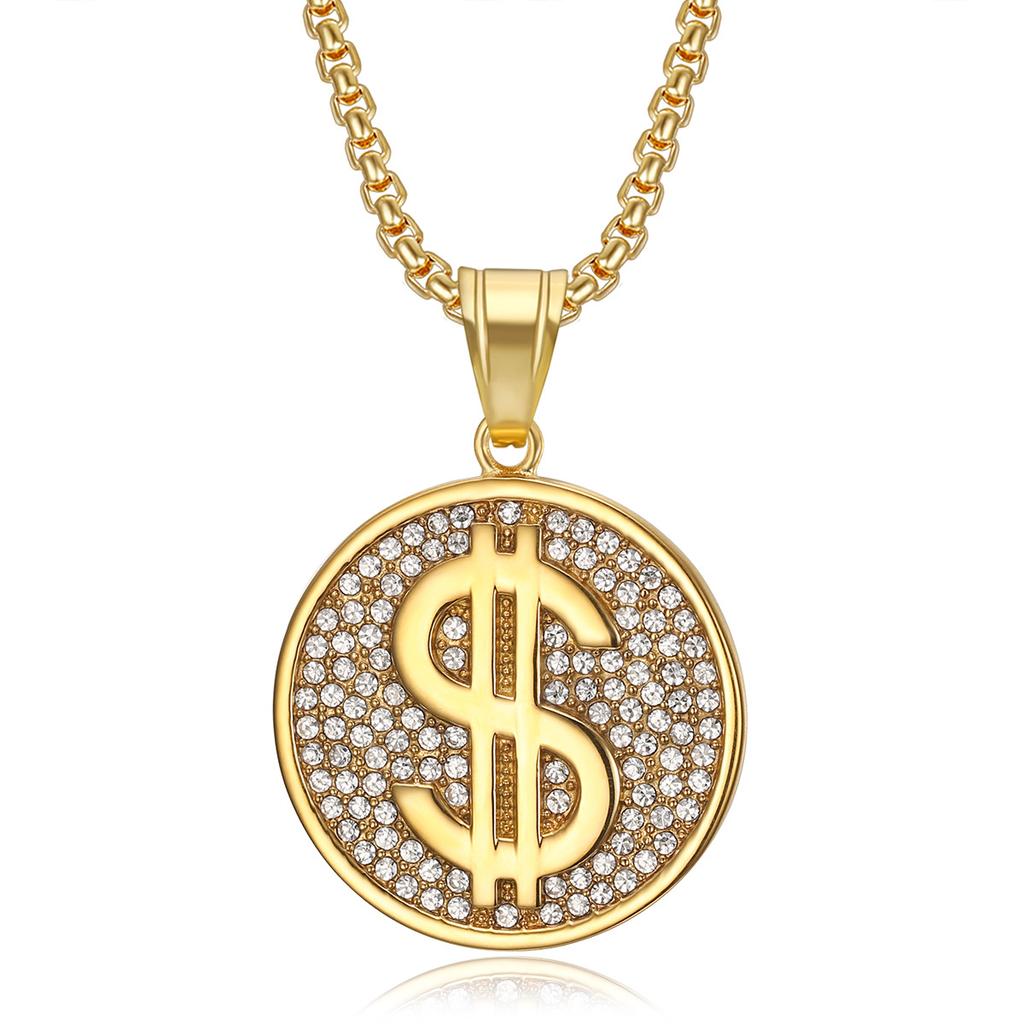 2026 Jewelry Fashion Trend Inlaid Zircon USD Pendant Necklace Men's Jewelry Accessories