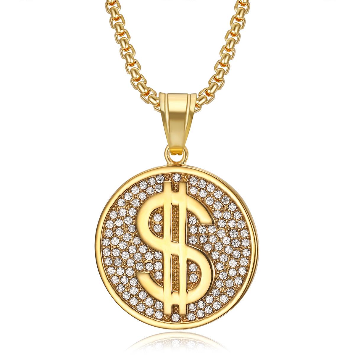 2026 Jewelry Fashion Trend Inlaid Zircon USD Pendant Necklace Men s Jewelry Accessories 60CM