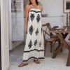 Women's Casual Spring And Summer Loose Printed Contrast Color  Neck Sleeveless Dress