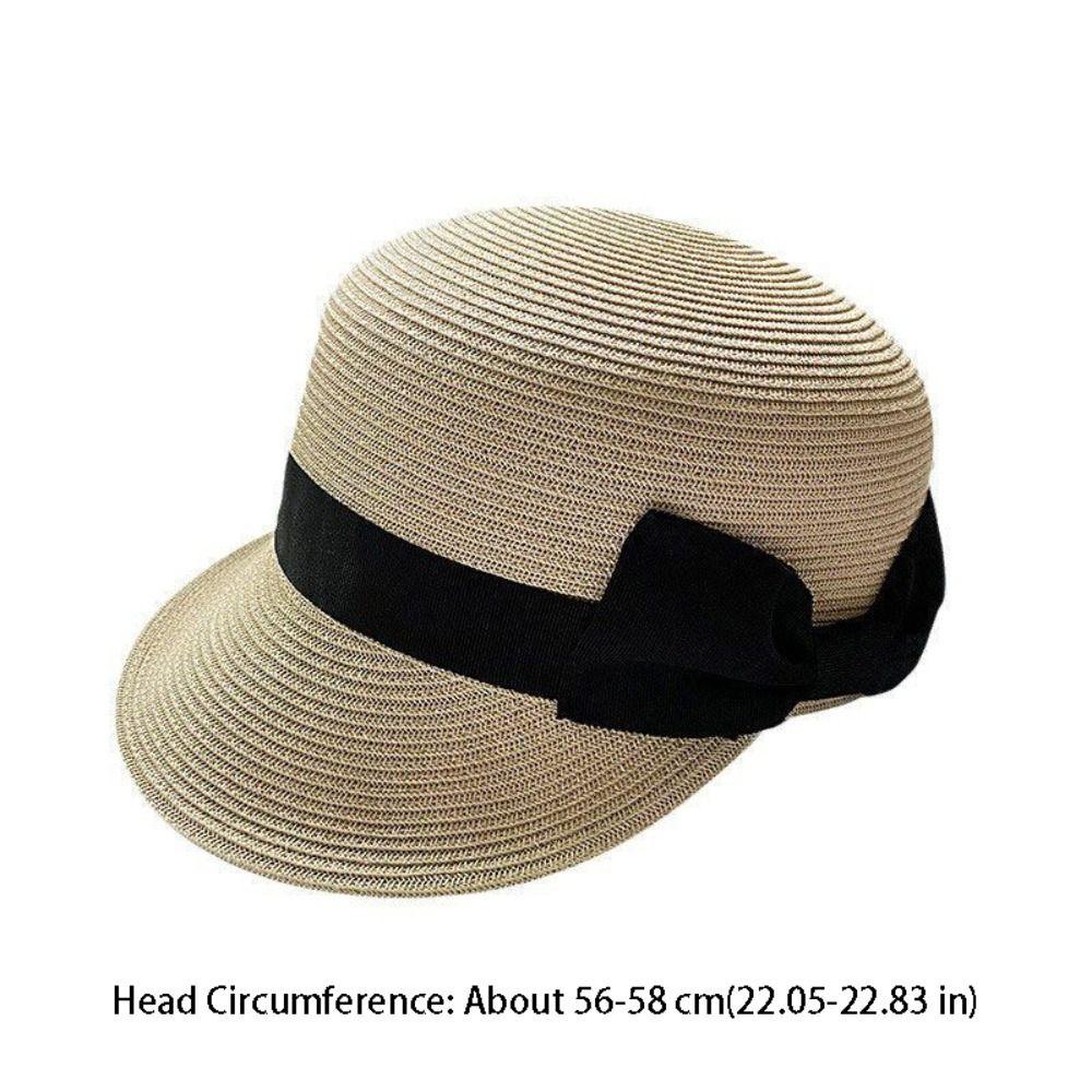 Casual Wide Brim Bow Straw Hat Woven Bowknot Sunscreen Hat Sunshade Lightweight UV Protection Cap Beach