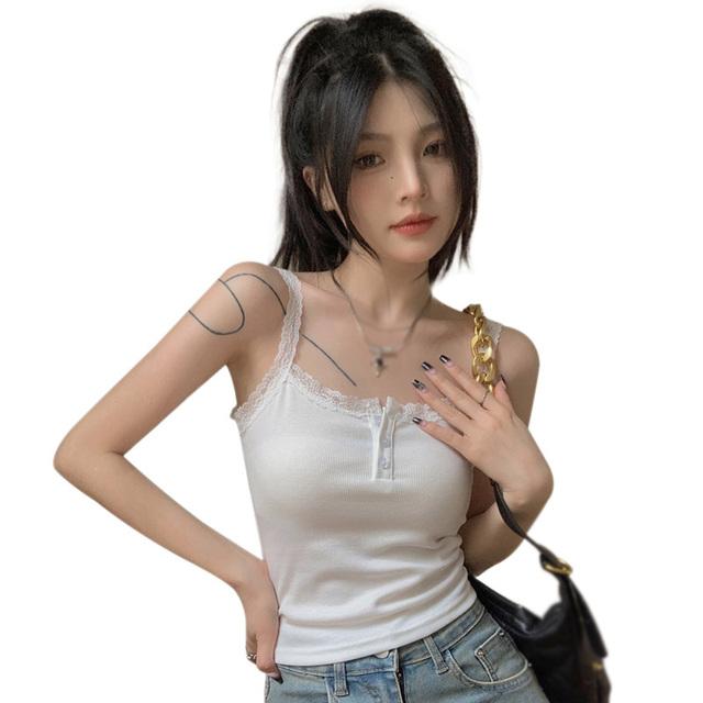 

Тонкий кружевной топ с плетением для женщин, летние повседневные тонкие майки без рукавов, женские сексуальные милые топы-майки L бежевый