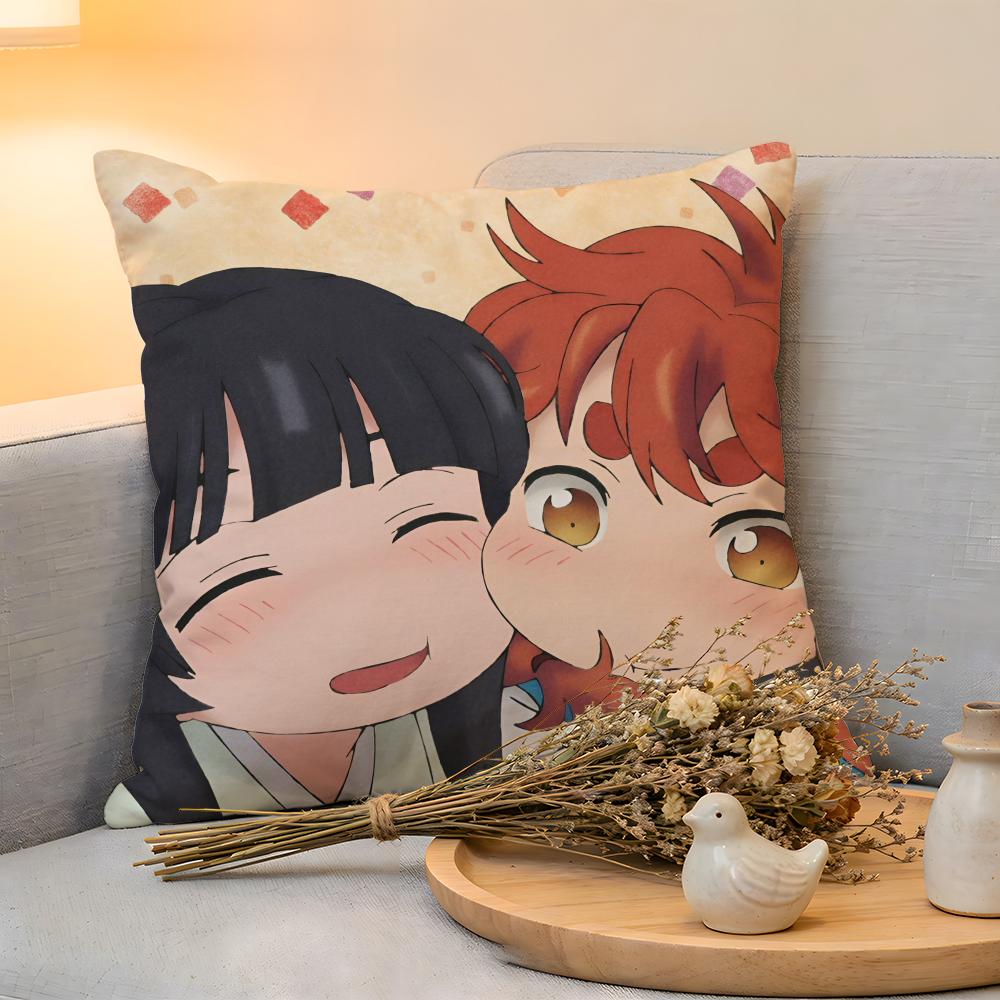 Cushion Cover  Linen  SkinFriendly Soft Decorative Case For Sofa Home Decor Kwaii Anime Hakumei And Mikochi Pillow cover
