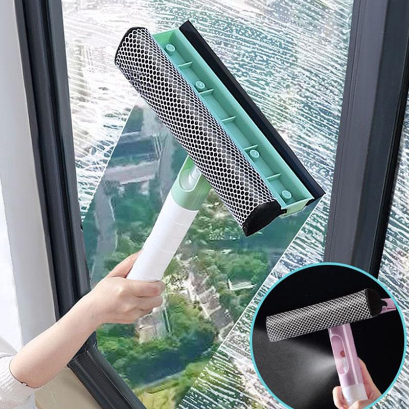 3 in 1 Spray Scrape Wipe Window Squeegee Glass Cleaner Window Wiper Scraper Cleaning Shower Squeegee for Household Cleaning Tool